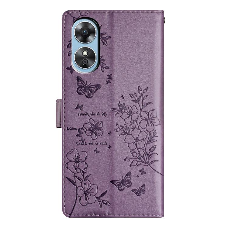 For OPPO A17 Butterflies and Flowers Leather Phone Case