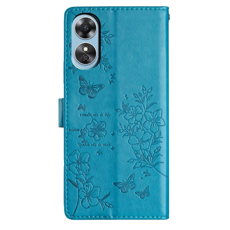 For OPPO A17 Butterflies and Flowers Leather Phone Case