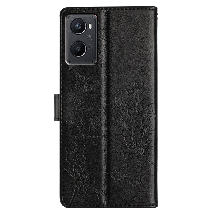 For OPPO A36 / A76 / A96 Butterflies and Flowers Leather Phone Case