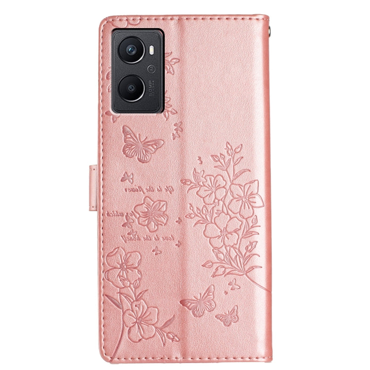 For OPPO A36 / A76 / A96 Butterflies and Flowers Leather Phone Case
