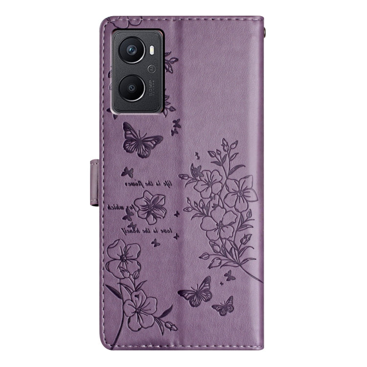 For OPPO A36 / A76 / A96 Butterflies and Flowers Leather Phone Case
