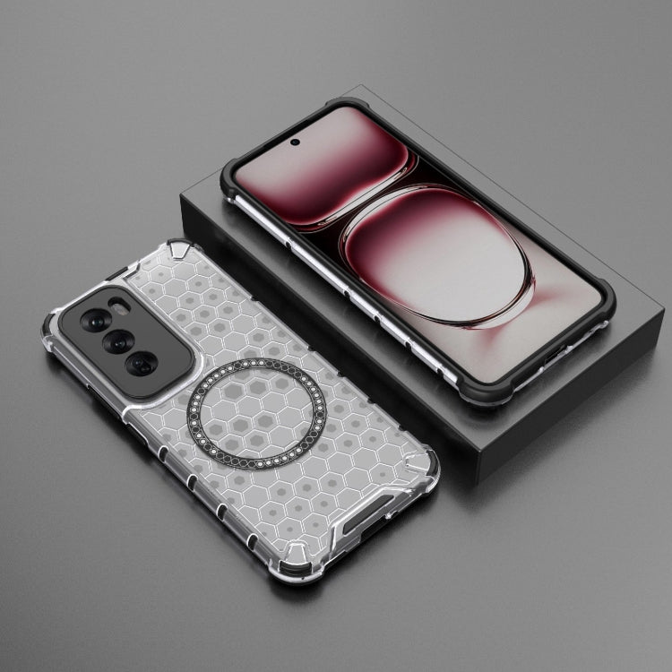 For OPPO Reno12 Pro Global Honeycomb Magnetic Ring Shockproof Phone Case