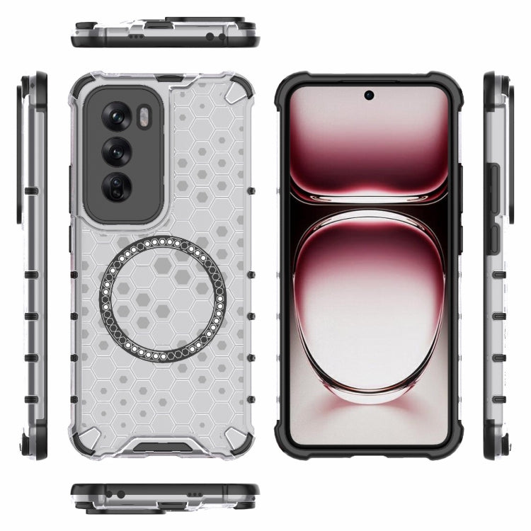 For OPPO Reno12 Pro Global Honeycomb Magnetic Ring Shockproof Phone Case
