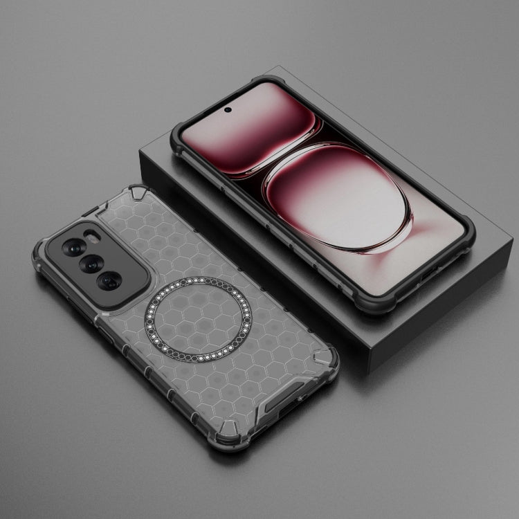 For OPPO Reno12 Pro Global Honeycomb Magnetic Ring Shockproof Phone Case