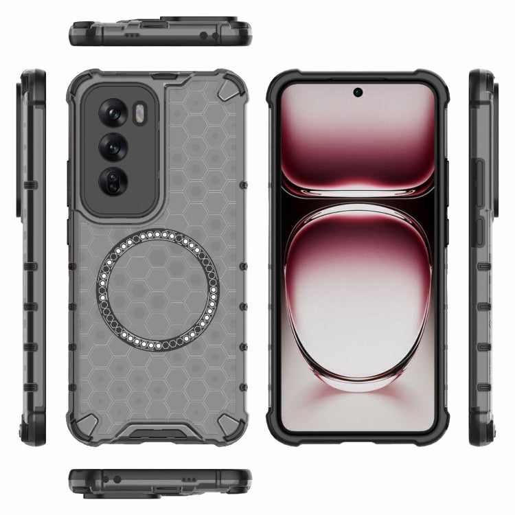 For OPPO Reno12 Pro Global Honeycomb Magnetic Ring Shockproof Phone Case