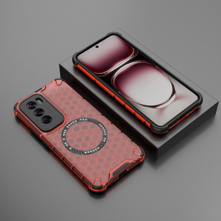 For OPPO Reno12 Pro Global Honeycomb Magnetic Ring Shockproof Phone Case