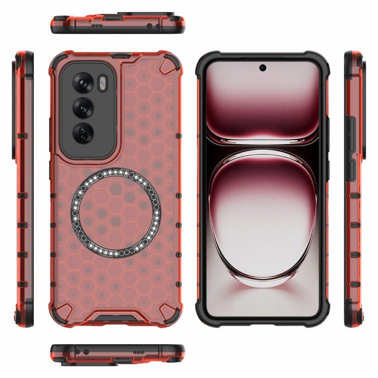 For OPPO Reno12 Pro Global Honeycomb Magnetic Ring Shockproof Phone Case