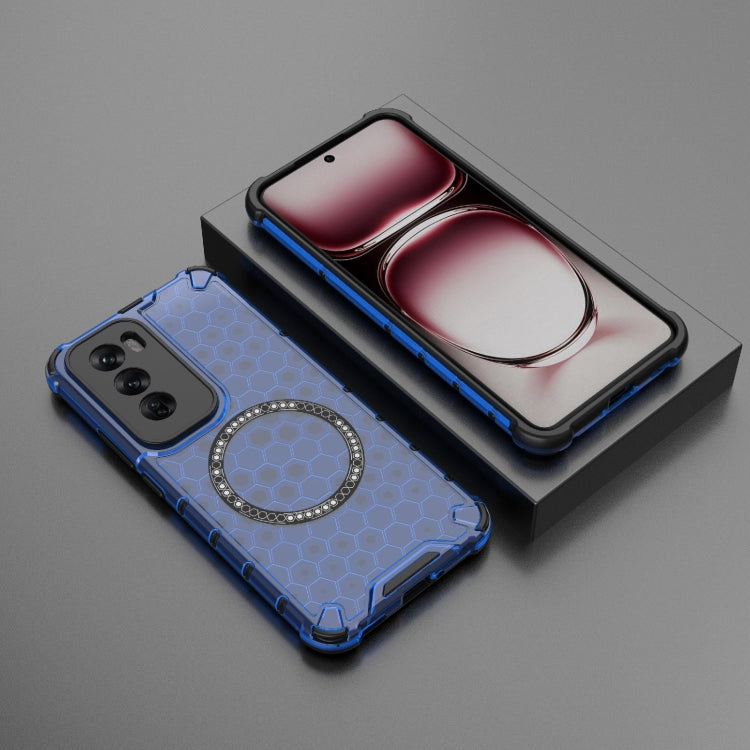 For OPPO Reno12 Pro Global Honeycomb Magnetic Ring Shockproof Phone Case