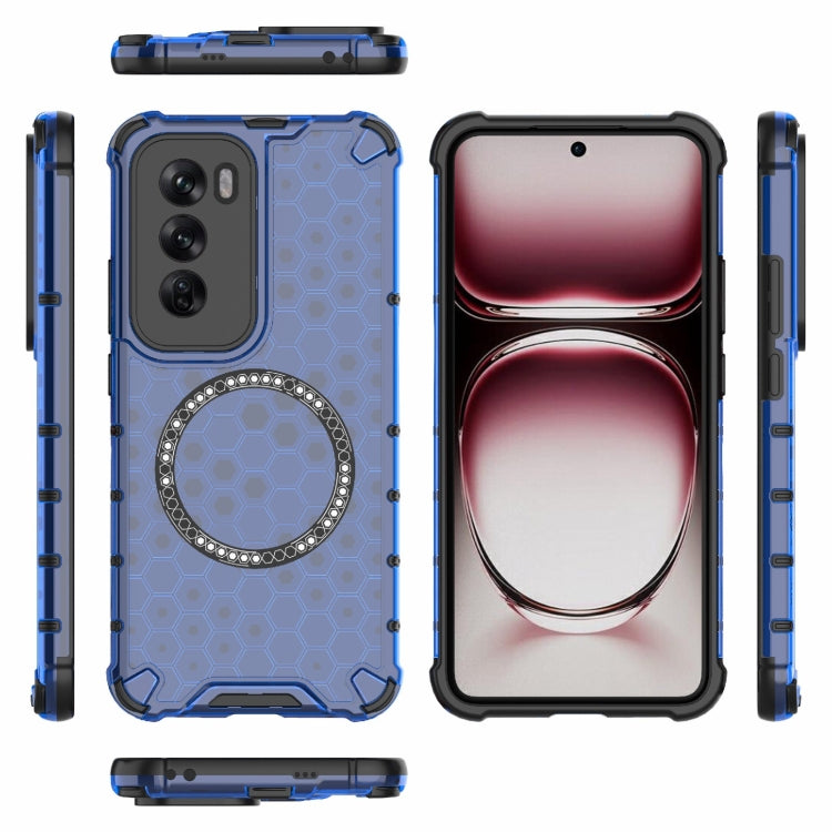 For OPPO Reno12 Pro Global Honeycomb Magnetic Ring Shockproof Phone Case