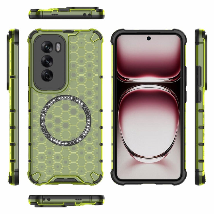 For OPPO Reno12 Pro Global Honeycomb Magnetic Ring Shockproof Phone Case