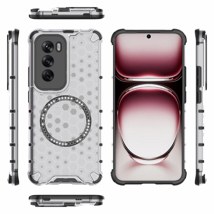 For OPPO Reno12 Global Honeycomb Magnetic Ring Shockproof Phone Case