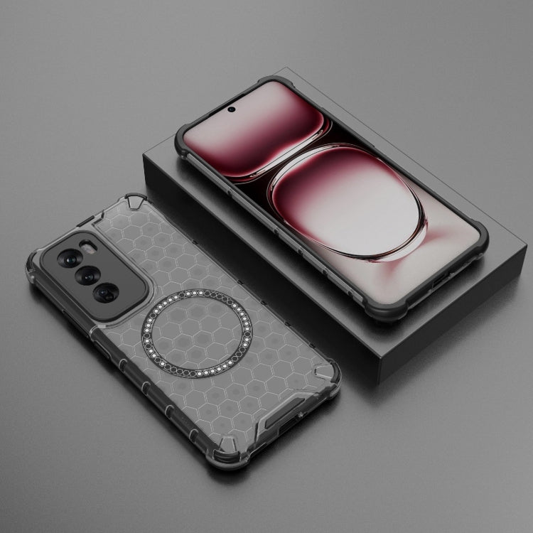 For OPPO Reno12 Global Honeycomb Magnetic Ring Shockproof Phone Case