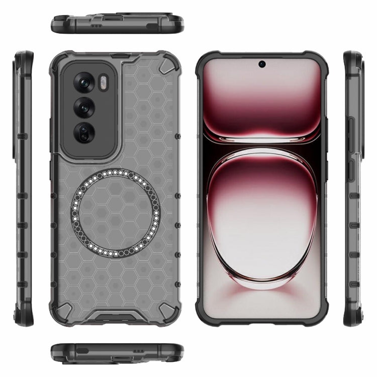 For OPPO Reno12 Global Honeycomb Magnetic Ring Shockproof Phone Case