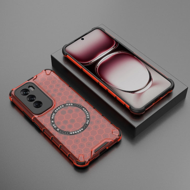 For OPPO Reno12 Global Honeycomb Magnetic Ring Shockproof Phone Case