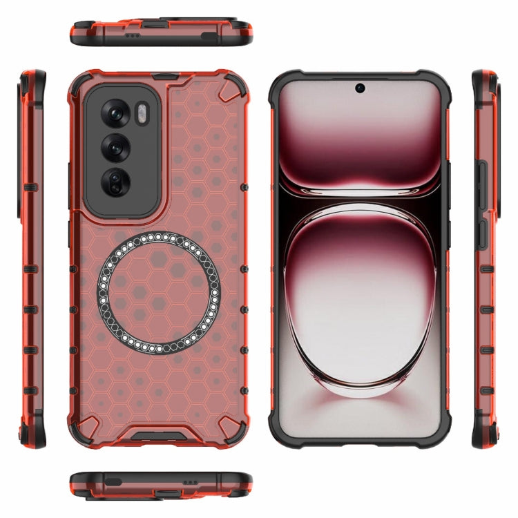 For OPPO Reno12 Global Honeycomb Magnetic Ring Shockproof Phone Case