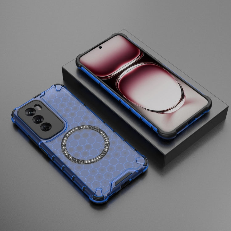 For OPPO Reno12 Global Honeycomb Magnetic Ring Shockproof Phone Case