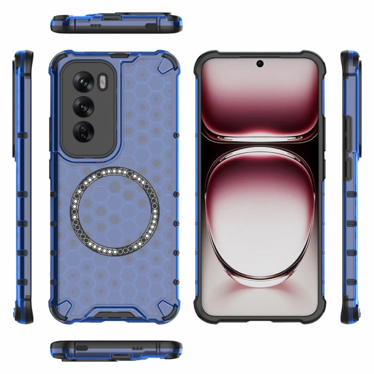 For OPPO Reno12 Global Honeycomb Magnetic Ring Shockproof Phone Case