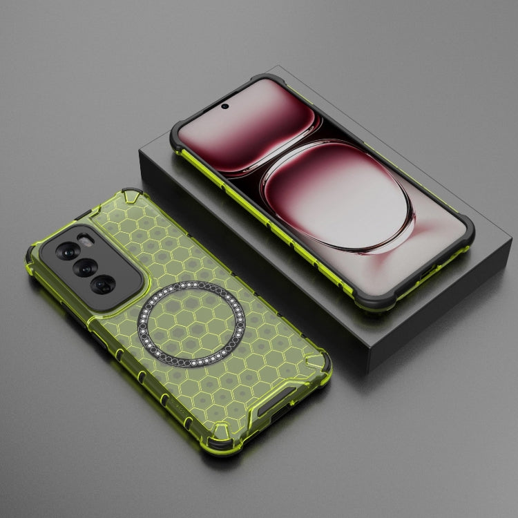 For OPPO Reno12 Global Honeycomb Magnetic Ring Shockproof Phone Case