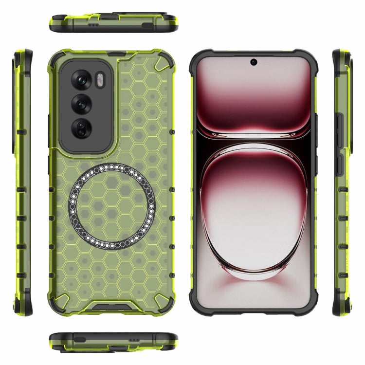 For OPPO Reno12 Global Honeycomb Magnetic Ring Shockproof Phone Case