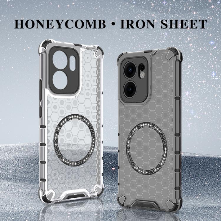 For OPPO Reno13 F 5G Global Honeycomb Magnetic Ring Shockproof Phone Case