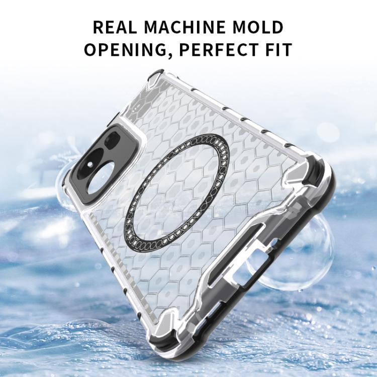 For OPPO Reno13 F 5G Global Honeycomb Magnetic Ring Shockproof Phone Case