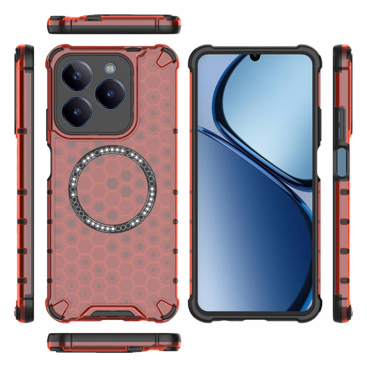 For Realme C61 Global Honeycomb Magnetic Ring Shockproof Phone Case
