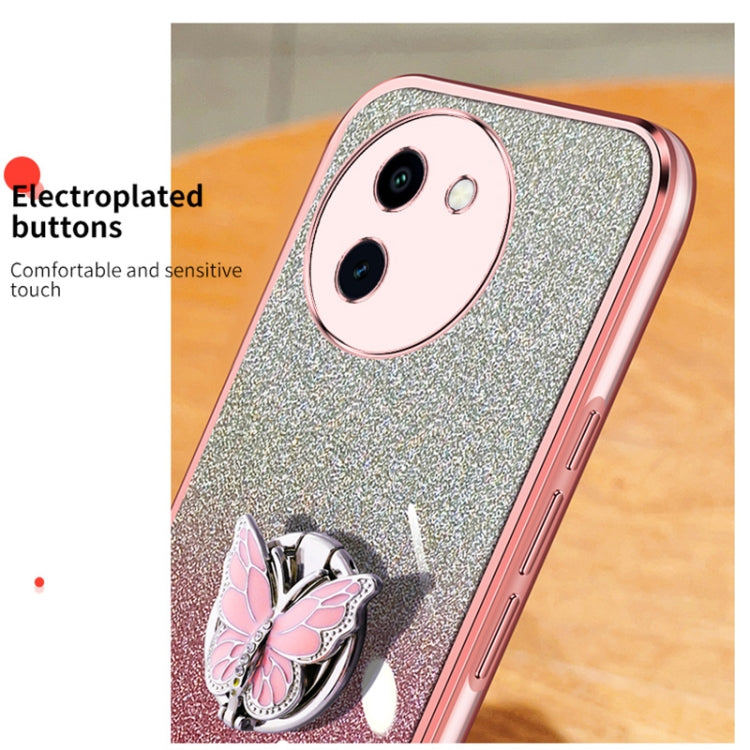 For vivo Y200i / T3X 5G Plated Gradient Glitter Butterfly Holder TPU Phone Case