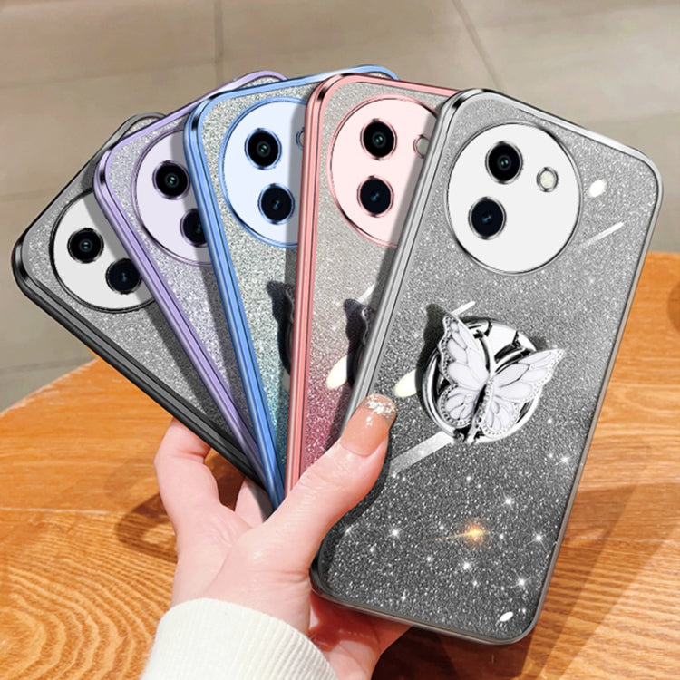 For vivo Y200i / T3X 5G Plated Gradient Glitter Butterfly Holder TPU Phone Case