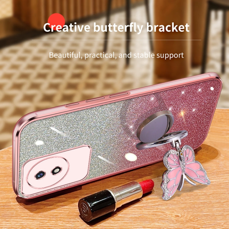 For vivo Y02 / Y11 2023 Plated Gradient Glitter Butterfly Holder TPU Phone Case