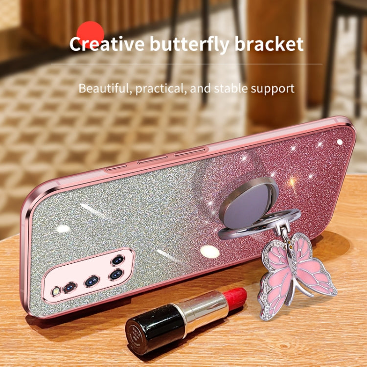 For vivo V19 India Plated Gradient Glitter Butterfly Holder TPU Phone Case