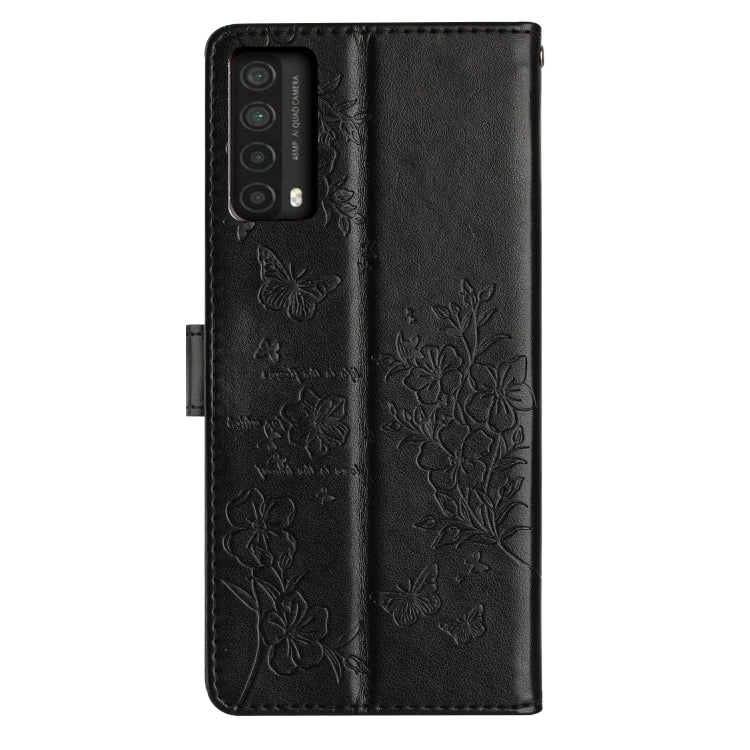 For Huawei P smart 2021 / Y7a Butterflies And Flowers Leather Phone Case