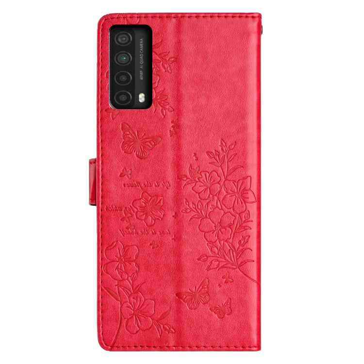 For Huawei P smart 2021 / Y7a Butterflies And Flowers Leather Phone Case