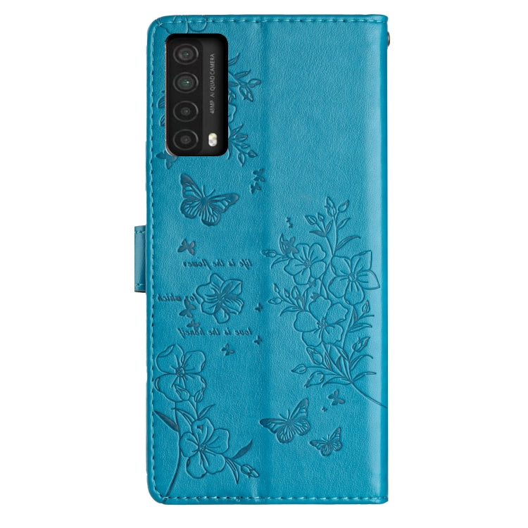 For Huawei P smart 2021 / Y7a Butterflies And Flowers Leather Phone Case
