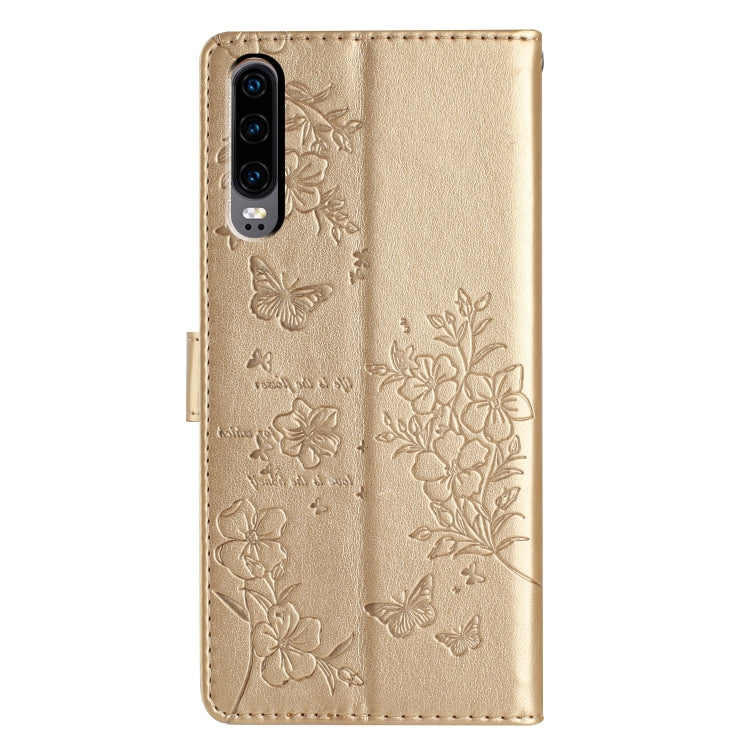 For Huawei P30 Butterflies And Flowers Leather Phone Case