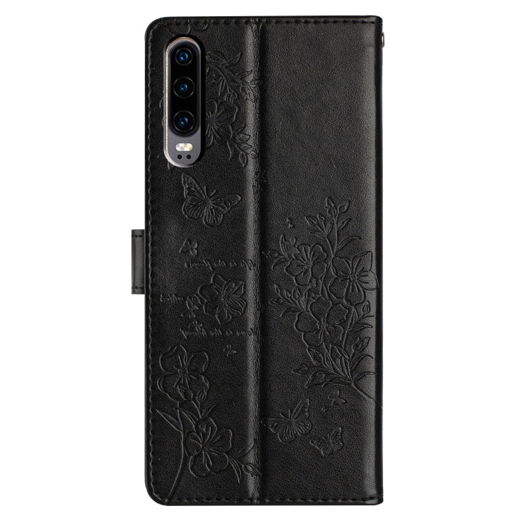 For Huawei P30 Butterflies And Flowers Leather Phone Case