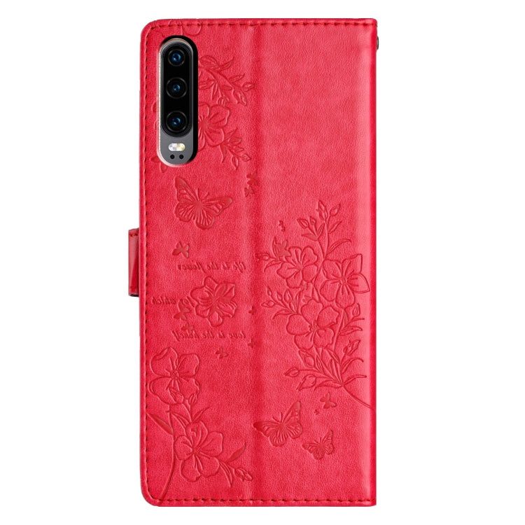 For Huawei P30 Butterflies And Flowers Leather Phone Case
