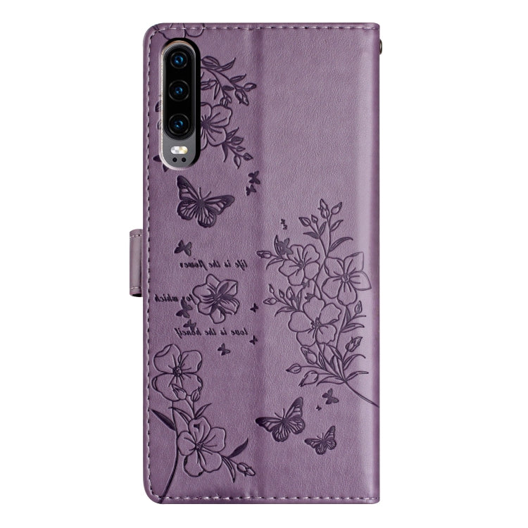 For Huawei P30 Butterflies And Flowers Leather Phone Case
