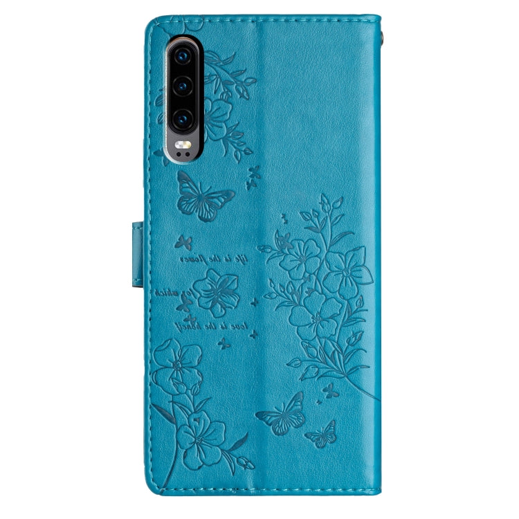 For Huawei P30 Butterflies And Flowers Leather Phone Case