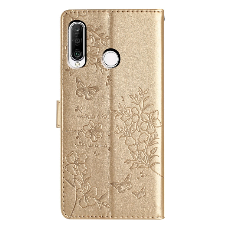 For Huawei P30 lite Butterflies And Flowers Leather Phone Case