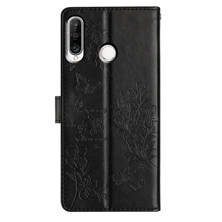 For Huawei P30 lite Butterflies And Flowers Leather Phone Case