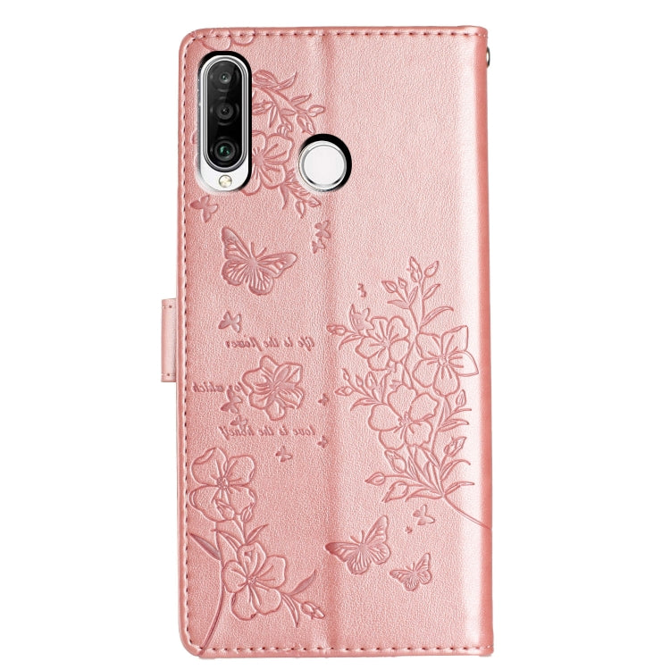 For Huawei P30 lite Butterflies And Flowers Leather Phone Case