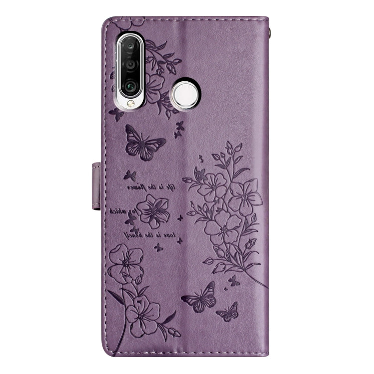 For Huawei P30 lite Butterflies And Flowers Leather Phone Case