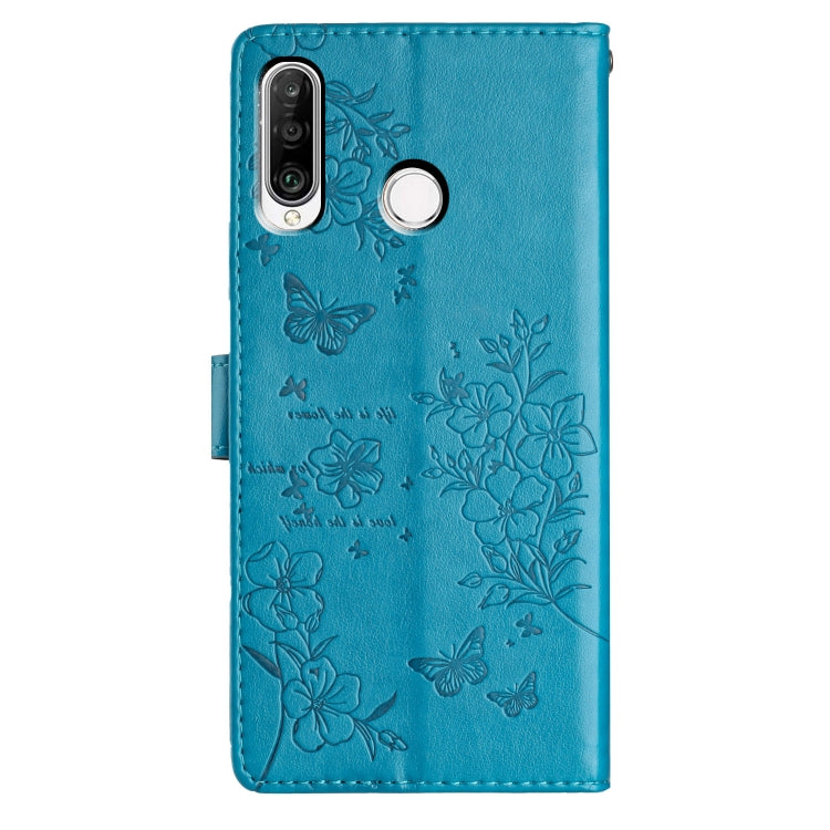 For Huawei P30 lite Butterflies And Flowers Leather Phone Case