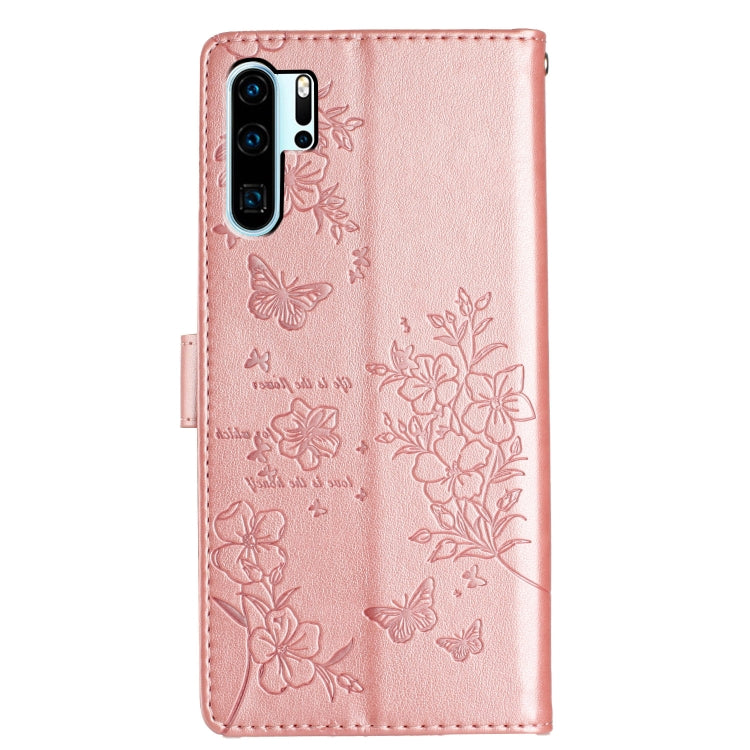 For Huawei P30 Pro Butterflies And Flowers Leather Phone Case