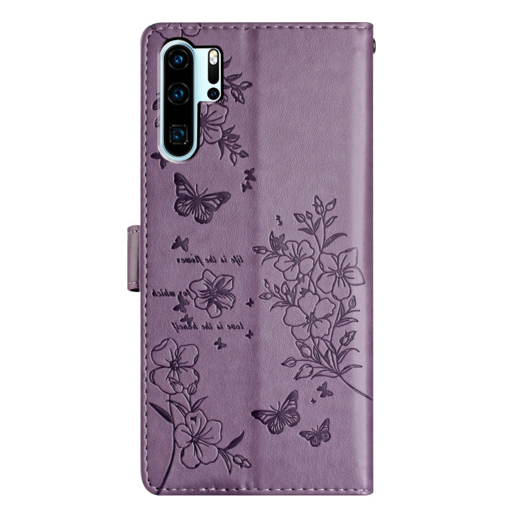 For Huawei P30 Pro Butterflies And Flowers Leather Phone Case