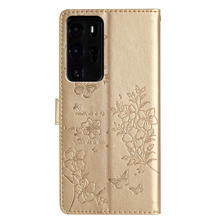 For Huawei P40 Pro Butterflies And Flowers Leather Phone Case