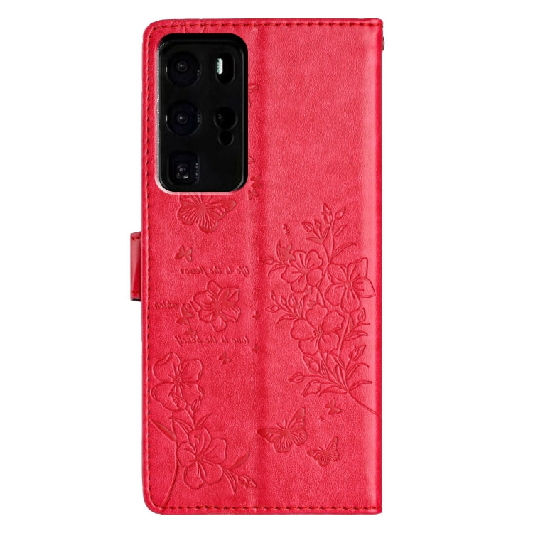 For Huawei P40 Pro Butterflies And Flowers Leather Phone Case
