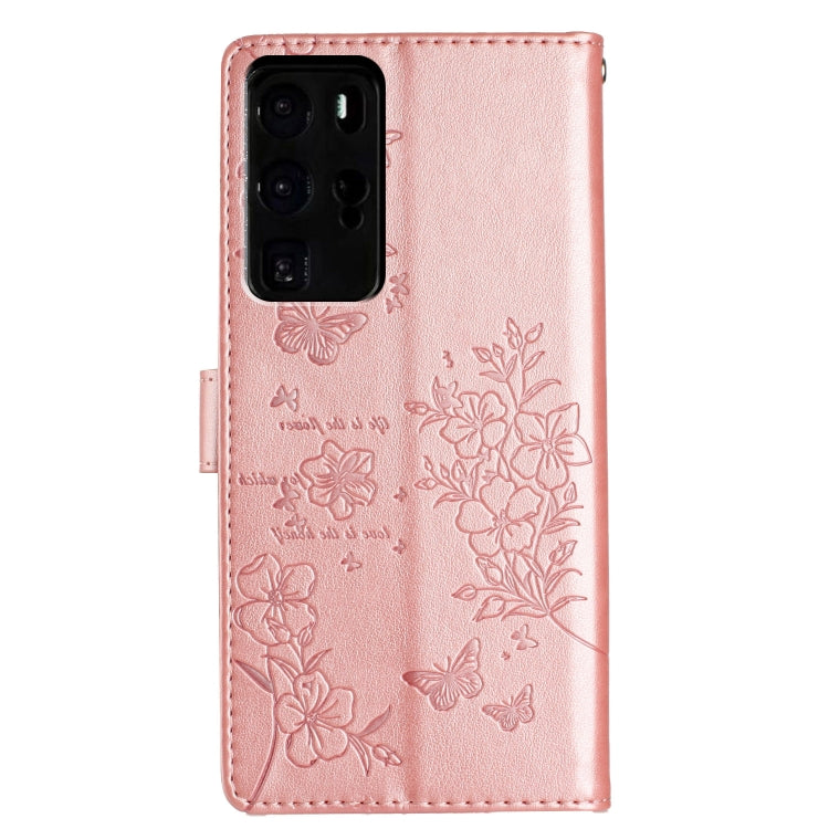 For Huawei P40 Pro Butterflies And Flowers Leather Phone Case