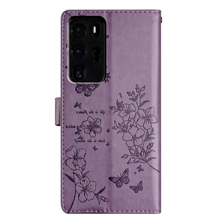 For Huawei P40 Pro Butterflies And Flowers Leather Phone Case