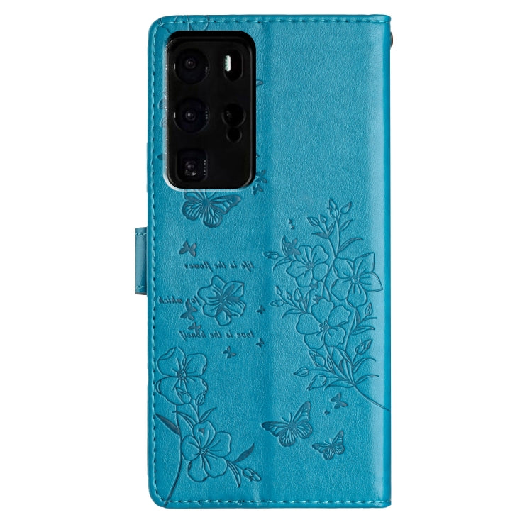 For Huawei P40 Pro Butterflies And Flowers Leather Phone Case